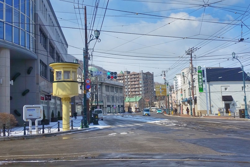 Hakodate streetcar switch tower - oldest switch tower in Japan. Backpacking Hokkaido Japan