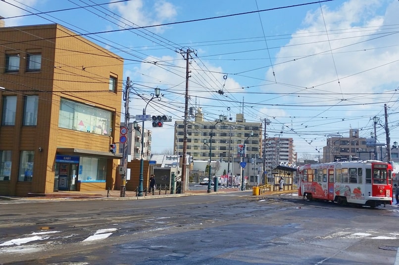 Hakodate switch tower near Jujigai station tram stop. Backpacking Hokkaido Japan