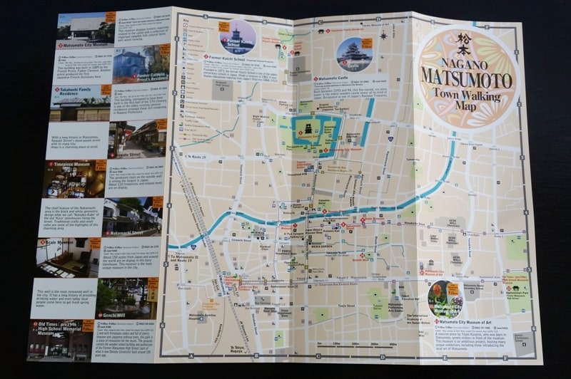 Matsumoto train station to bus station: tourist walking map. Backpacking japan travel blog