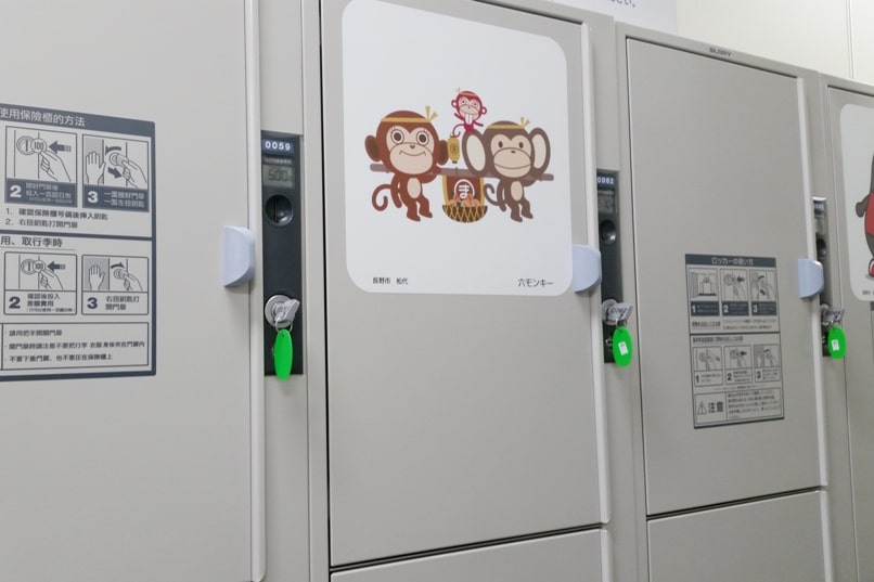 Nagano station coin lockers for luggage storage. size. Backpacking Japan travel blog